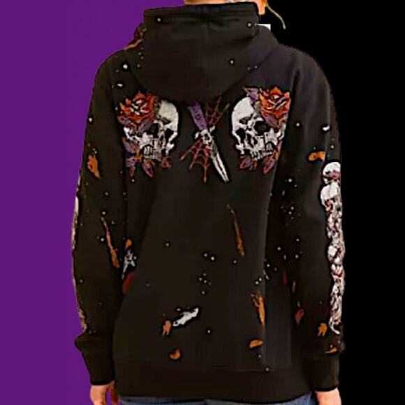 Affliction Oversize Black Label  Grease Mob Hooded Sweatshirt Size M-L - Picture 4 of 6